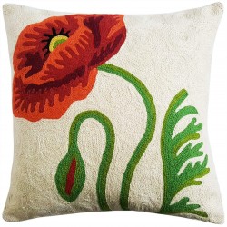 Mehrunnisa (16”X16”) Exclusive Hand Embroidered Crewel Work Cushion Cover From Kashmir (HOM2262)
