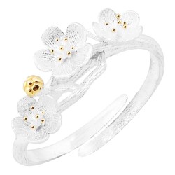 Mehrunnisa Flowers 92.5 Sterling Silver Adjustable Ring For Girls / Women (JWL2313)