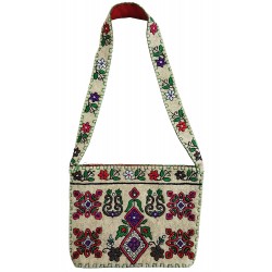 Mehrunnisa Handcrafted Cream Afghani Wool Felt Shoulder Bag (BAG2173)