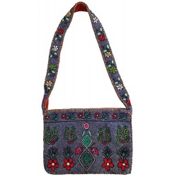 Mehrunnisa Handcrafted Purple Afghani Wool Felt Shoulder Bag (BAG2172)